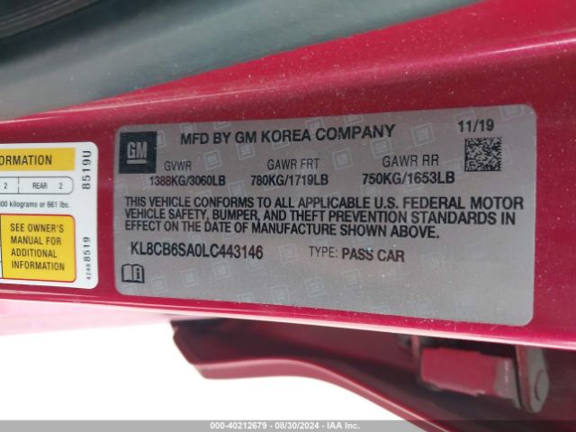 KL8CB6SA0LC443146 Chevrolet Spark Fwd Ls Automatic