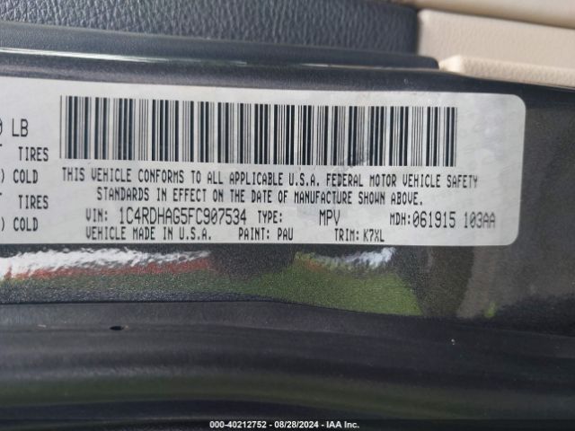1C4RDHAG5FC907534 Dodge Durango Sxt