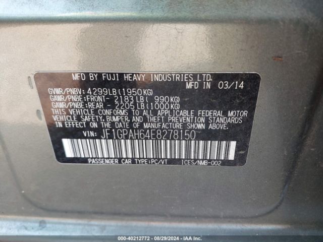 JF1GPAH64E8278150 Subaru Impreza 2.0i Limited