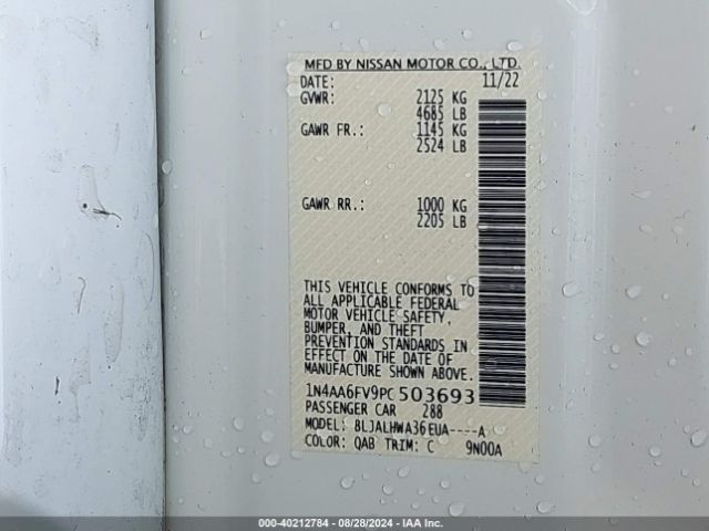 1N4AA6FV9PC503693 Nissan Maxima Platinum Xtronic Cvt