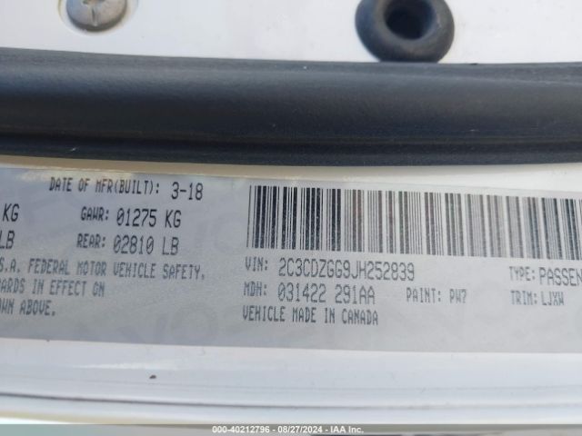 2C3CDZGG9JH252839 Dodge Challenger Gt