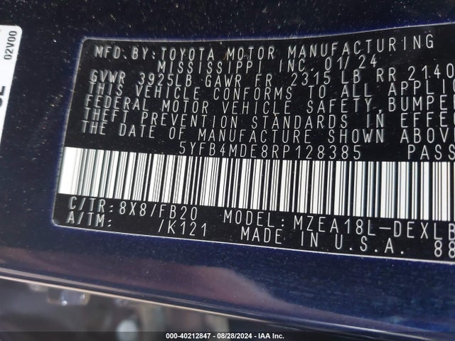 Toyota COROLLA LE 2024 5YFB4MDE8RP128385 Image 9