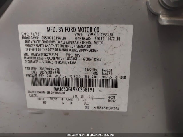 Ford Ecosport Se 2019 MAJ6S3GL9KC258191 Image 9