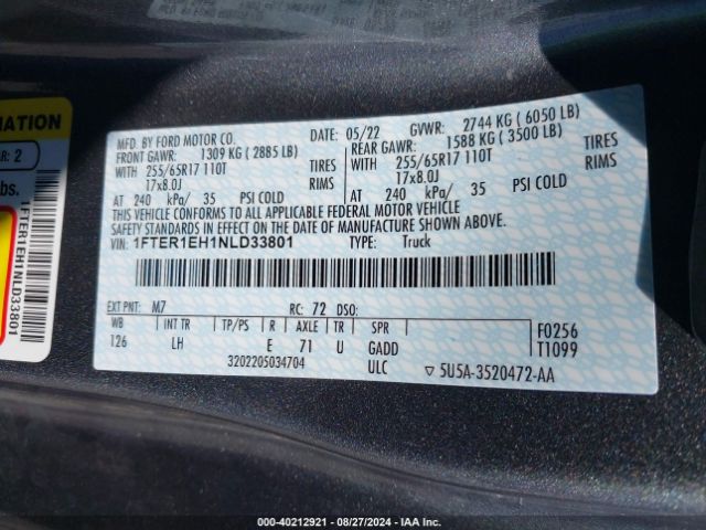 1FTER1EH1NLD33801 Ford RANGER XL