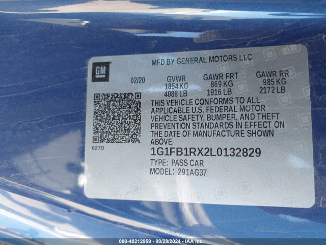 Chevrolet Camaro Rwd  1ls 2020 1G1FB1RX2L0132829 Image 9