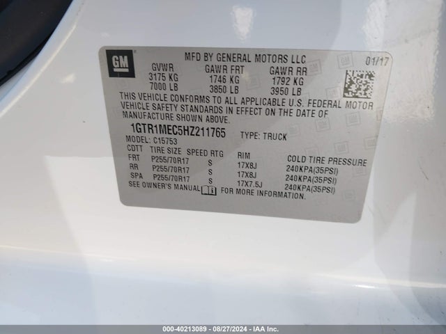 GMC Sierra 1500 Sle 2017 1GTR1MEC5HZ211765 Image 9
