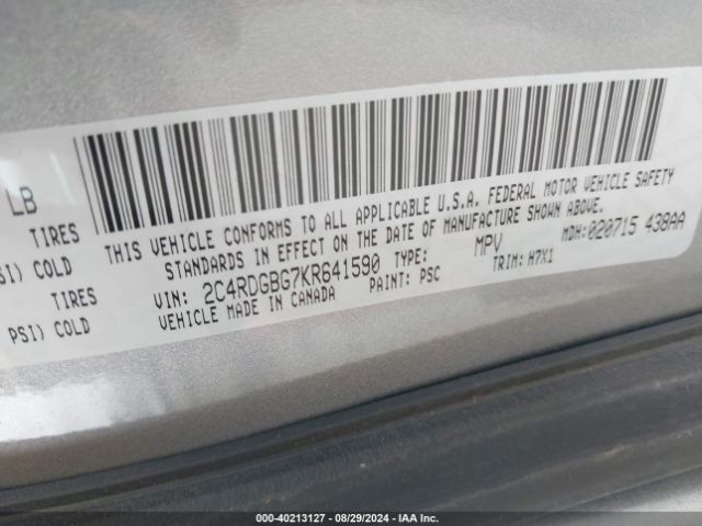 2C4RDGBG7KR641590 Dodge Grand Caravan Se