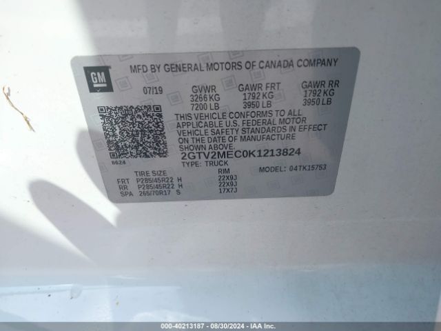 2GTV2MEC0K1213824 GMC Sierra 1500 Limited Sle