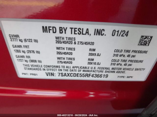 7SAXCDE55RF436619 Tesla Model X Long Range