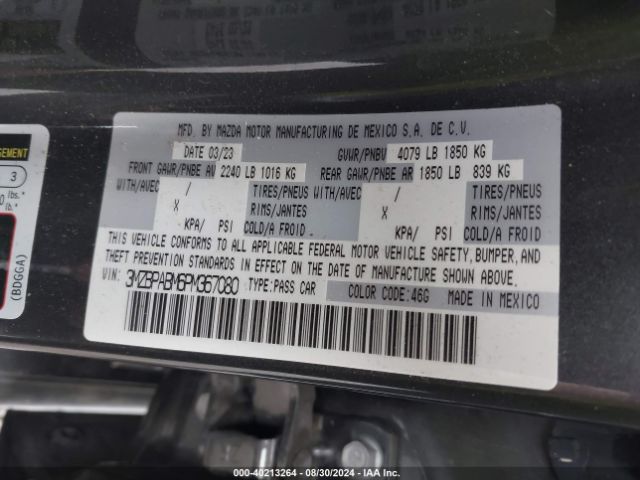 3MZBPABM6PM367080 Mazda MAZDA3