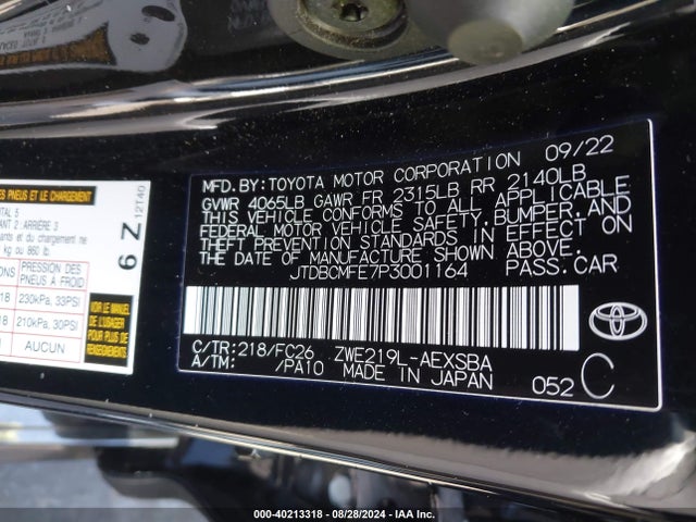 Toyota Corolla Hybrid Se 2023 JTDBCMFE7P3001164 Image 9