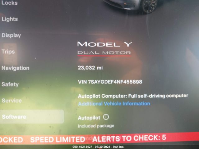 7SAYGDEF4NF455898 Tesla Model Y Performance Dual Motor All-wheel Drive