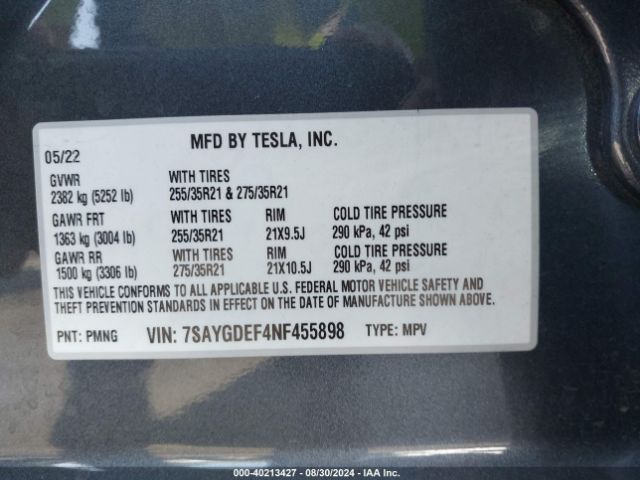 7SAYGDEF4NF455898 Tesla Model Y Performance Dual Motor All-wheel Drive