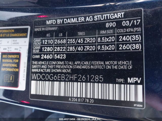 WDC0G6EB2HF261285 Mercedes-Benz Amg Glc 43 4matic
