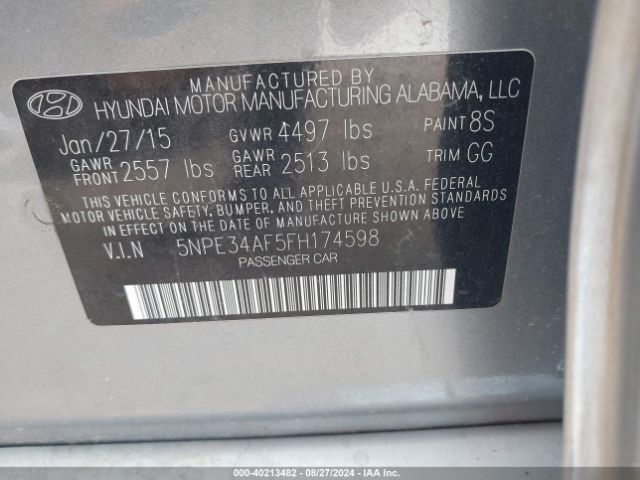 5NPE34AF5FH174598 Hyundai Sonata Limited
