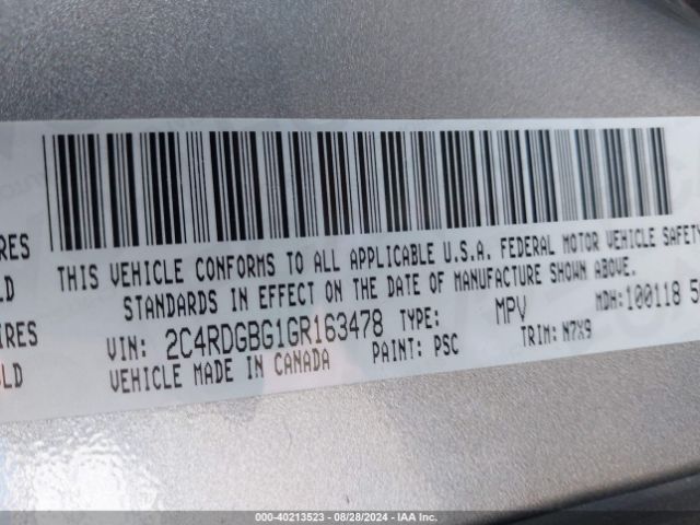 2C4RDGBG1GR163478 Dodge Grand Caravan Se Plus