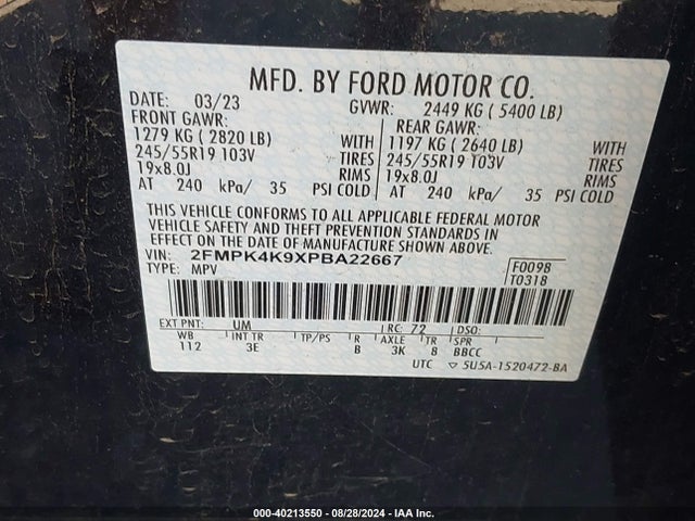 Ford Edge Titanium 2023 2FMPK4K9XPBA22667 Image 9