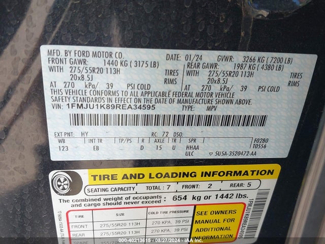 Ford Expedition Limited 2024 1FMJU1K89REA34595 Image 9