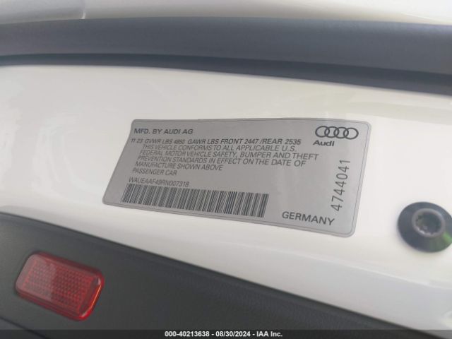 WAUEAAF49RN007318 Audi A4 Premium Plus 45 Tfsi S Line Quattro S Tronic