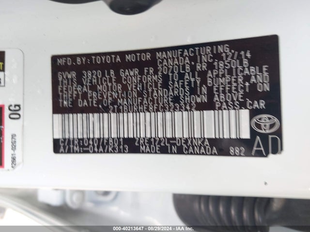 Toyota COROLLA LE 2015 2T1BURHE8FC323342 Image 9