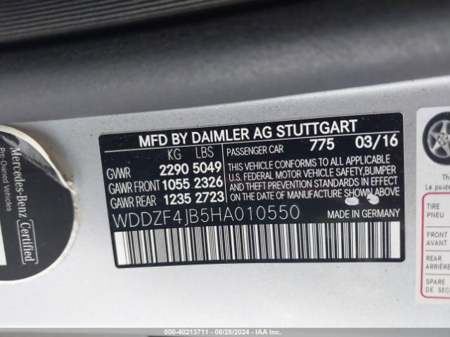 WDDZF4JB5HA010550 Mercedes-Benz E 300
