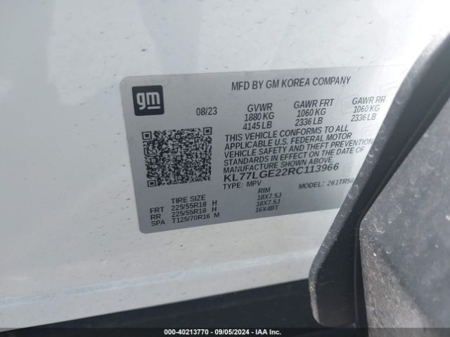 KL77LGE22RC113966 Chevrolet Trax Fwd 1rs