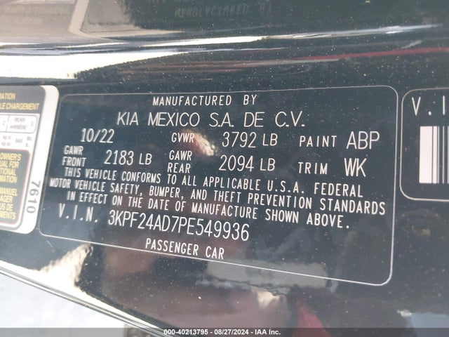 KIA Forte Lxs 2023 3KPF24AD7PE549936 Image 9