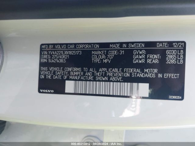 YV4A221LXN1825173 Volvo Xc90 T6 Inscription 6 Passenger