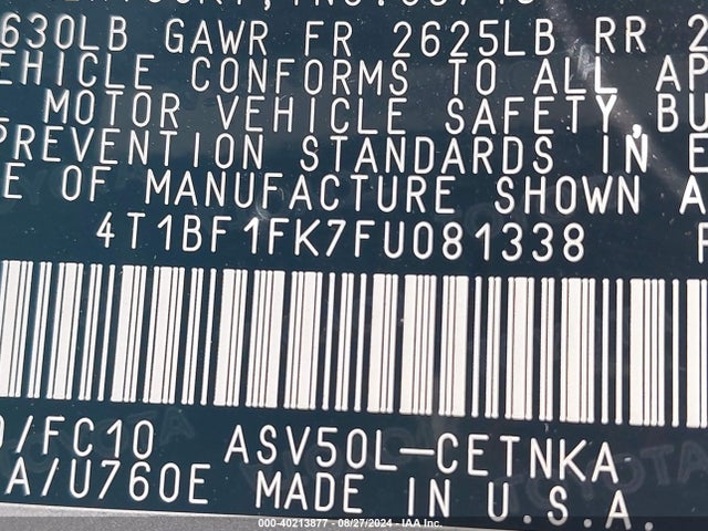 Toyota CAMRY LE 2015 4T1BF1FK7FU081338 Image 9