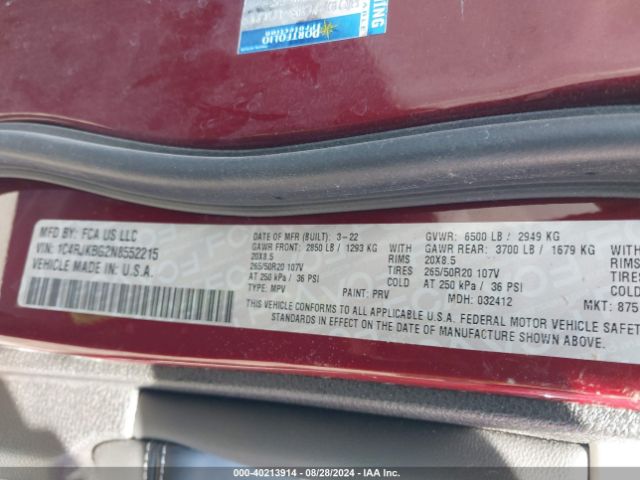 1C4RJKBG2N8552215 Jeep Grand Cherokee L Limited 4x4