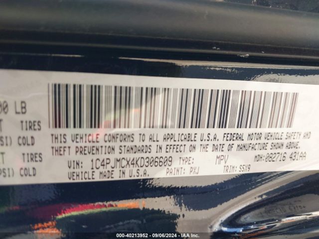 1C4PJMCX4KD306609 Jeep Cherokee Latitude 4x4