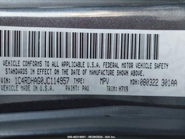 1C4RDHAG0JC114957 Dodge Durango Sxt Rwd