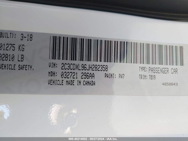 Dodge Charger Srt Hellcat Rwd 2018 2C3CDXL96JH282358 Image 9