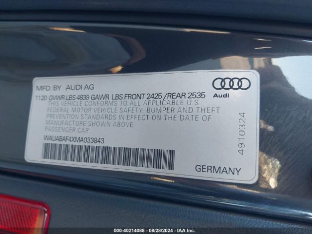 WAUABAF4XMA033843 Audi A4 Premium 40 Tfsi Quattro S Tronic