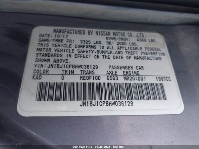 JN1BJ1CP8HW036129 Nissan Rogue Sport S