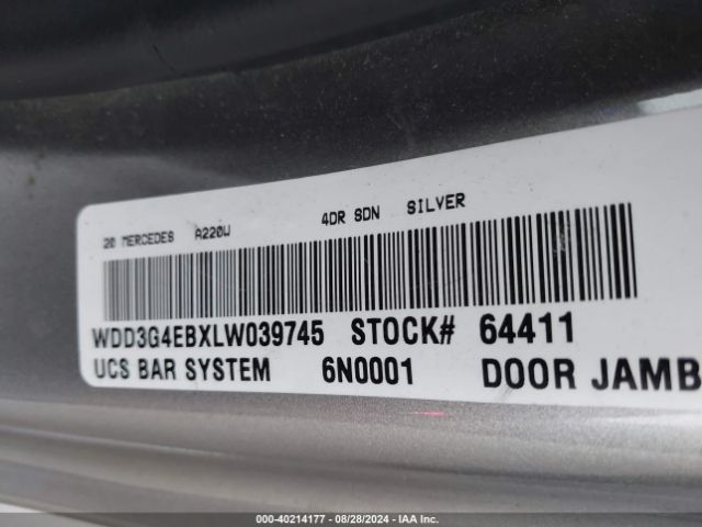 WDD3G4EBXLW039745 Mercedes-Benz A 220