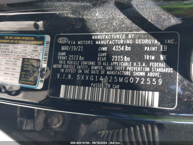 5XXG14J25MG072559 KIA K5 LXS