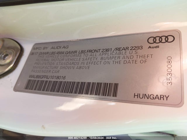 WAUB8GFF6J1018016 Audi A3 2.0t Premium