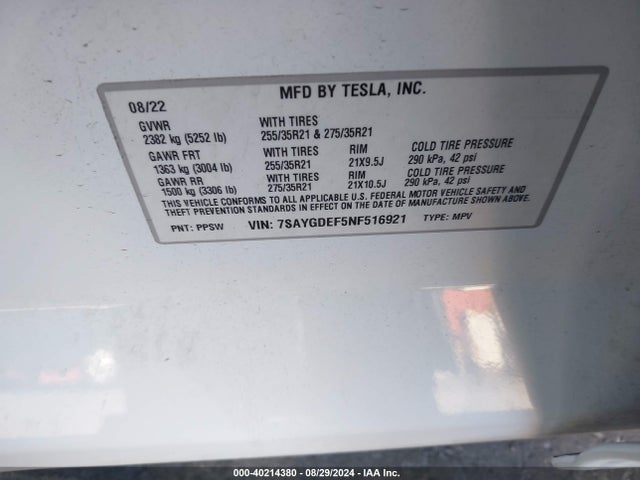 7SAYGDEF5NF516921 Tesla Model Y Performance Dual Motor All-wheel Drive