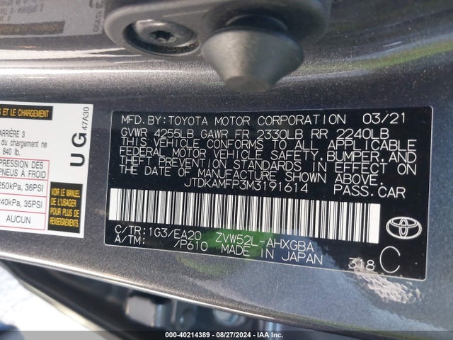 Toyota Prius Prime Limited 2021 JTDKAMFP3M3191614 Image 9