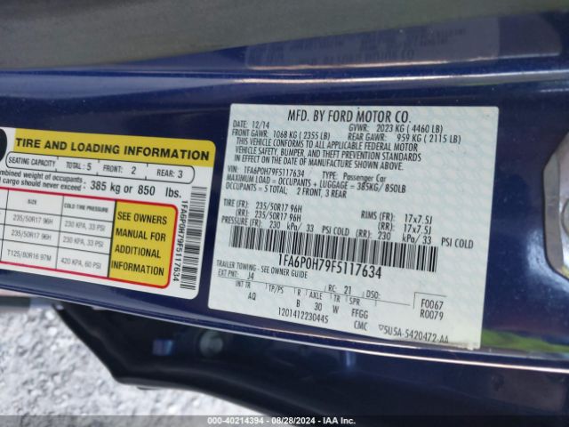 1FA6P0H79F5117634 Ford FUSION SE