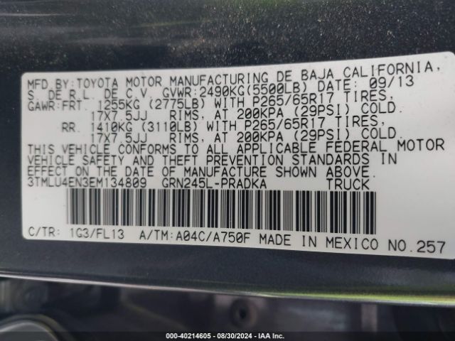 3TMLU4EN3EM134809 Toyota Tacoma Base V6