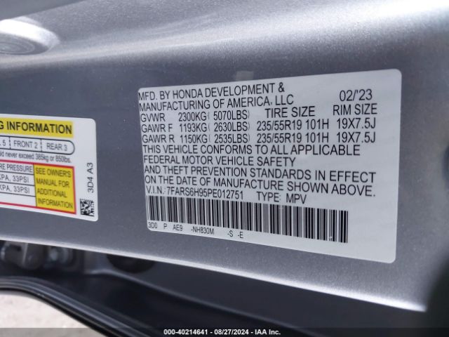 7FARS6H95PE012751 Honda Cr-v Hybrid Sport Touring