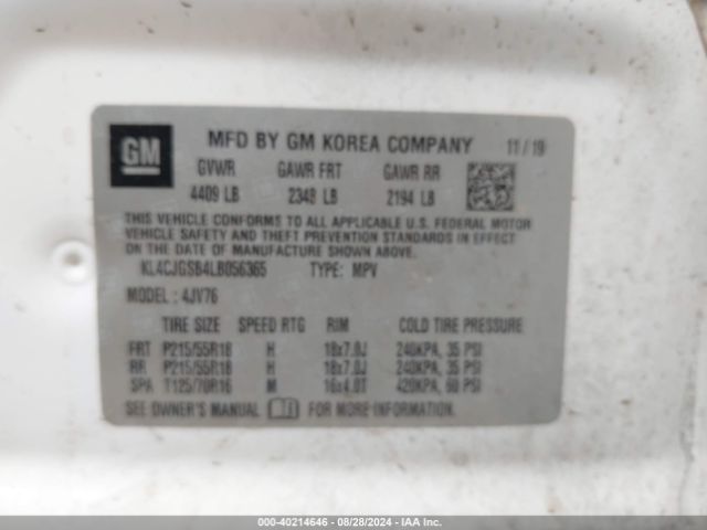 KL4CJGSB4LB056365 Buick Encore Awd Essence