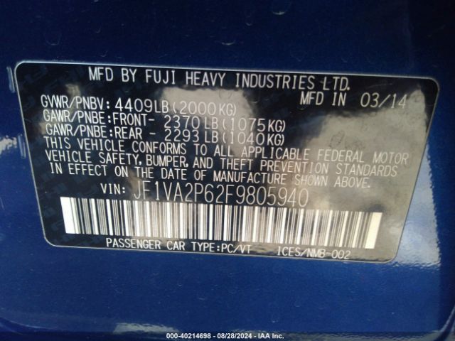 JF1VA2P62F9805940 Subaru Wrx Sti