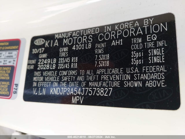 KIA SOUL + 2018 KNDJP3A54J7573827 Image 9