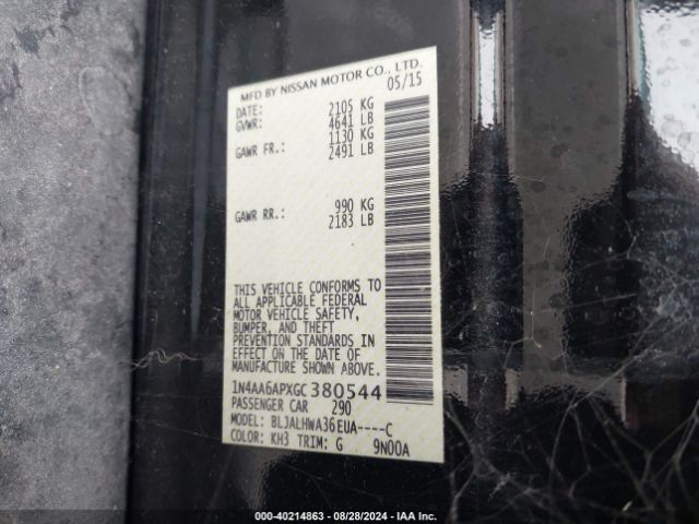 1N4AA6APXGC380544 Nissan Maxima 3.5 Platinum
