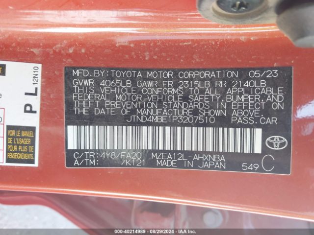 2023 TOYOTA COROLLA JTND4MBE1P3207510 Photo 8