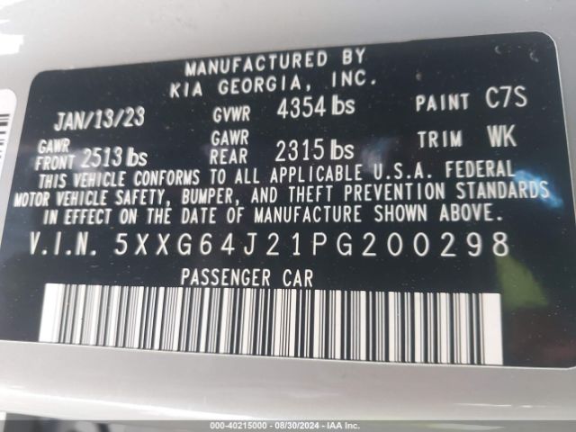 5XXG64J21PG200298 KIA K5 Gt-line