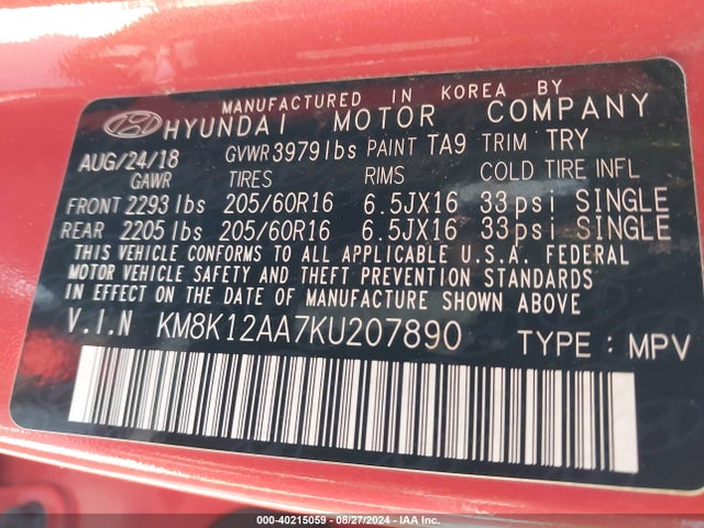 Hyundai Kona Se 2019 KM8K12AA7KU207890 Image 9